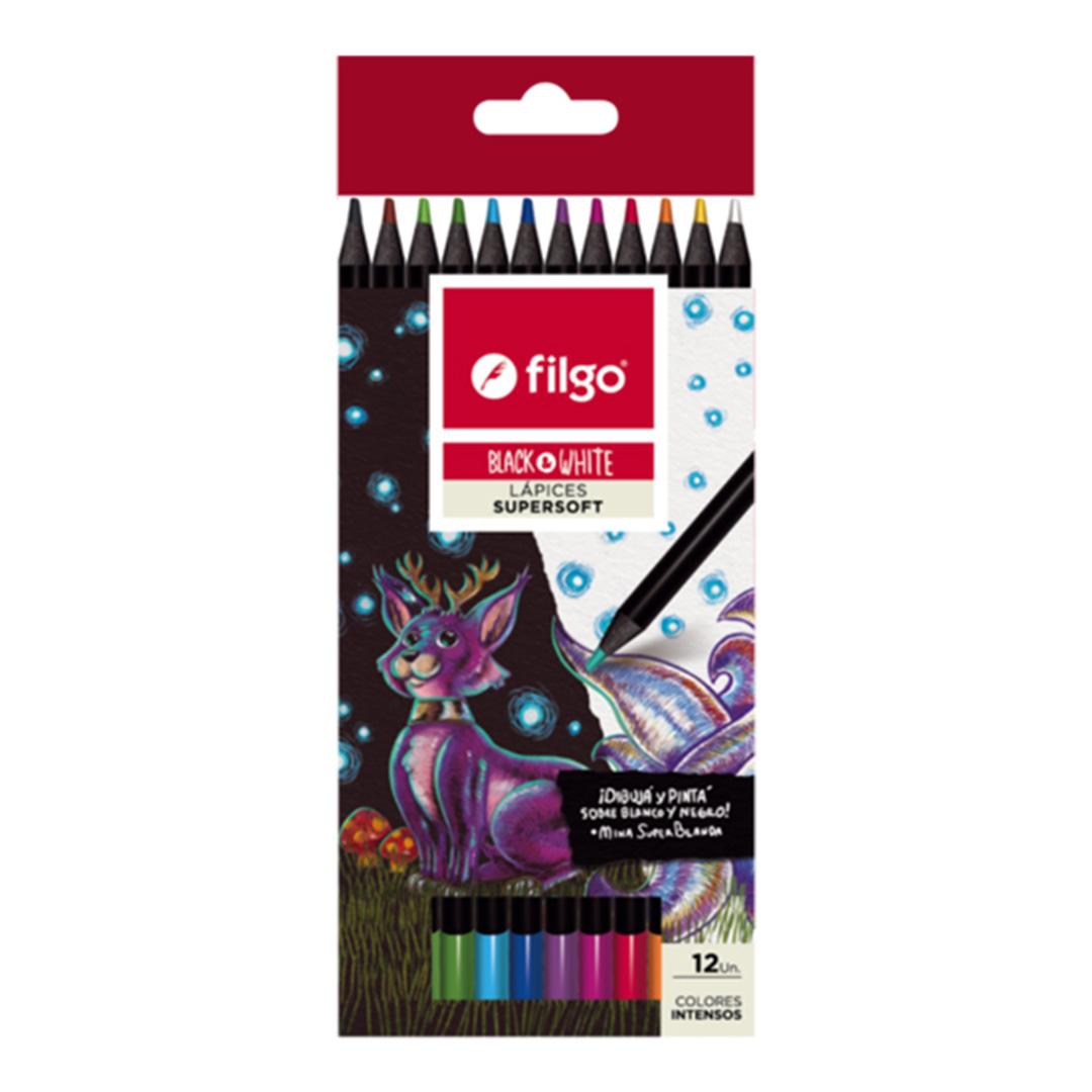  LAPIZ COLOR FILGO BLACK / WHITE X12