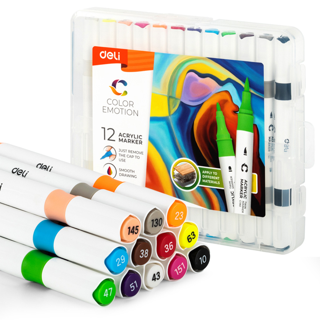  MARCADOR ACRILICO DELI COLOR EMOTION  DOBLE PUNTA X12