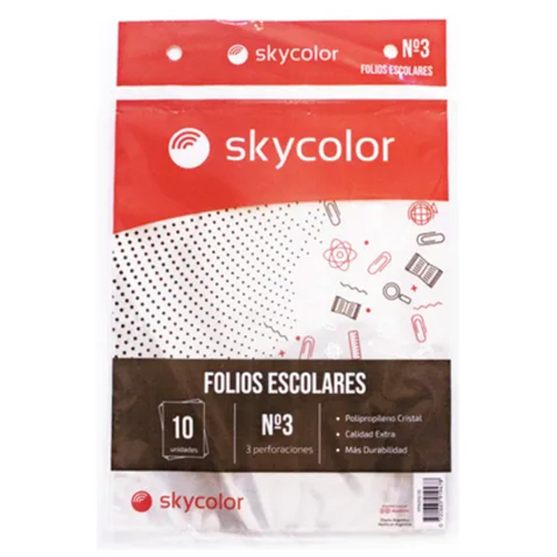  FOLIO ESCOLAR 50 MICRONES SKYCOLOR PPEXTRA CRISTAL X10
