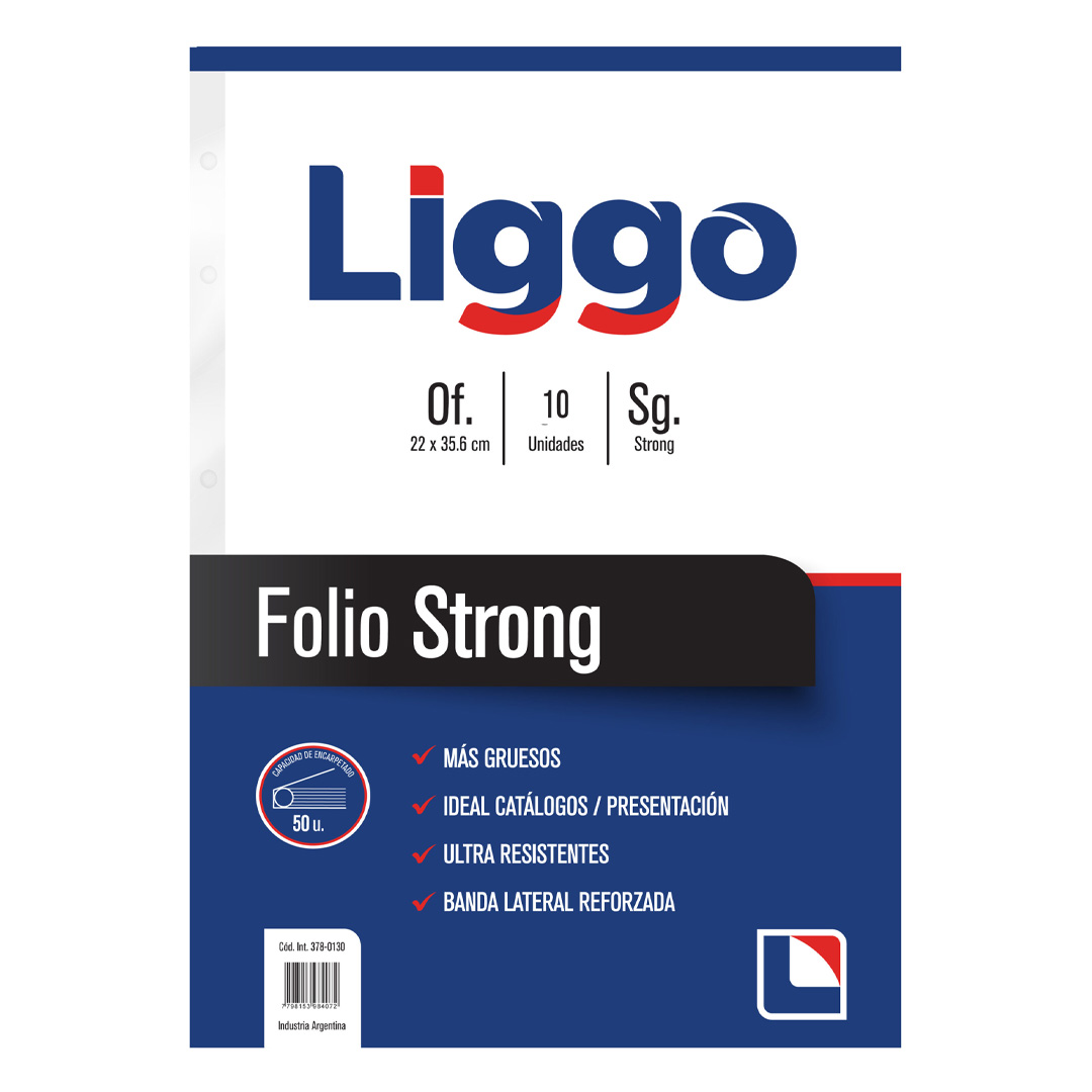  FOLIO OFICIO 100 MICRONES LIGGO STRONG;
X10