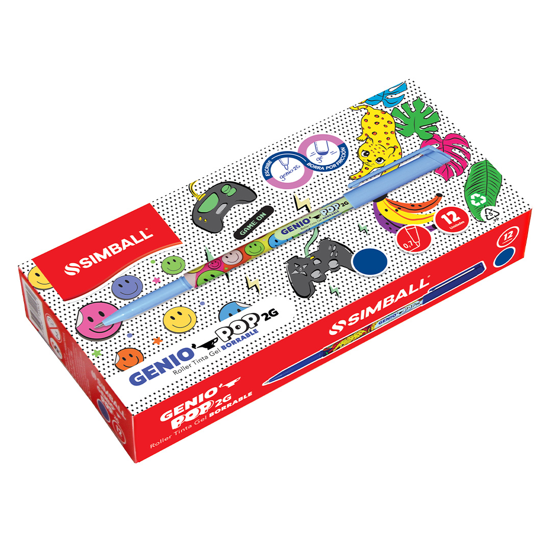  ROLLER BORRABLE SIMBALL GENIO POP 2G  AZUL CAJA X12