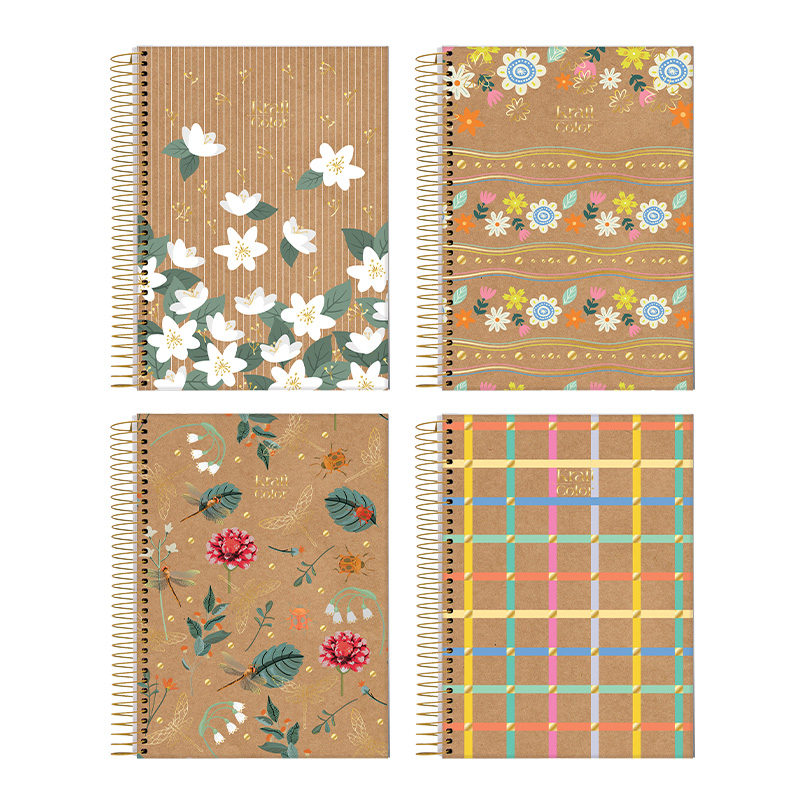  CUADERNO JANDAIA 10X14 TAPA DURA ESPIRAL  80H KRAFT RAYADO SURTIDO