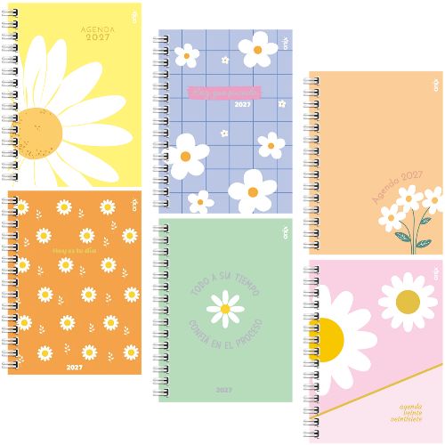  AGENDA ONIX 16X22 N8 ESPIRAL DIA POR  PAGINA ECO MARGARITAS