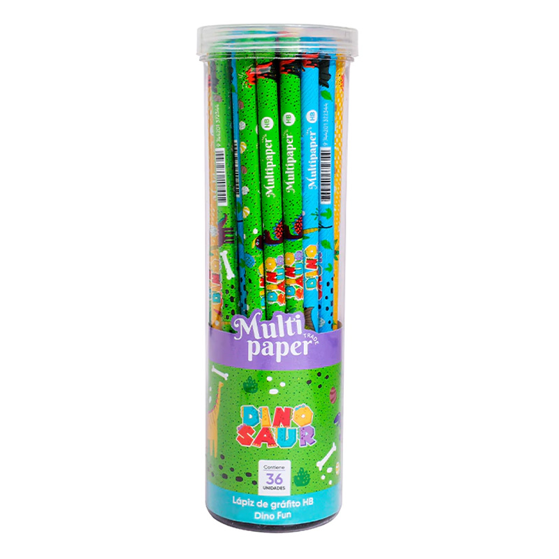  LAPIZ GRAFITO MULTIPAPER DINOS TUBO X36