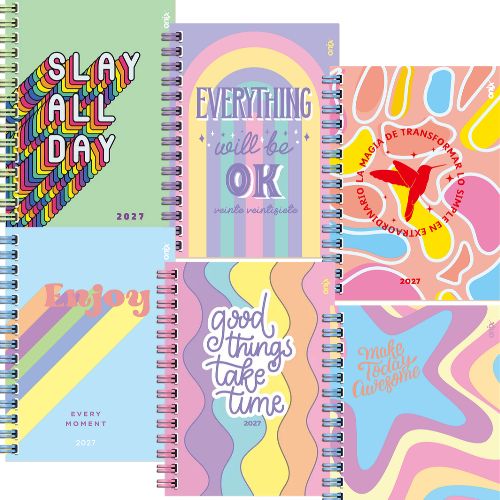  AGENDA ONIX 16X22 N8 ESPIRAL DIA POR  PAGINA RAINBOW