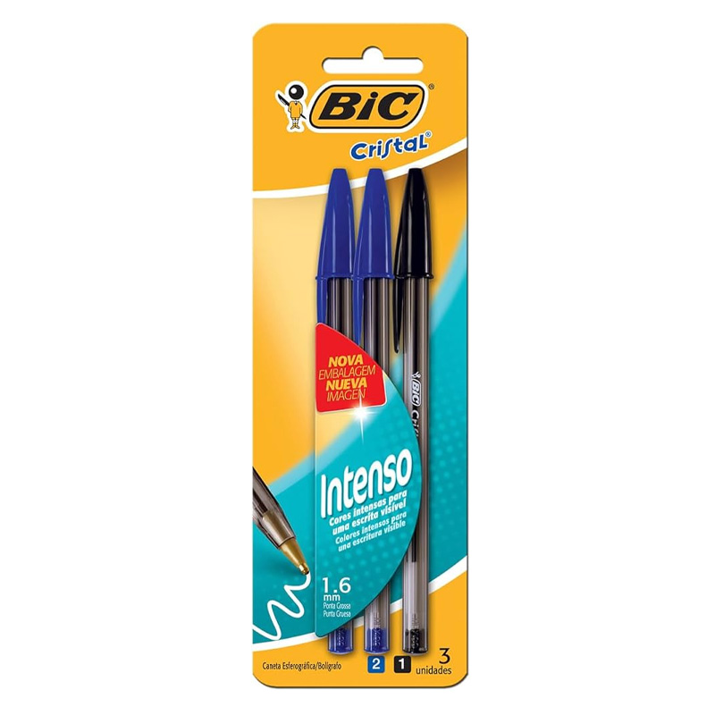  BOLIGRAFO BIC CRISTAL BOLD 1.6MM SURTIDO  CLASICO BLISTER X3